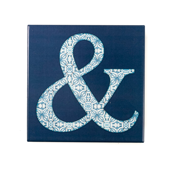 SALE Letter / Number Tile - 15cm (6 in) - Fired Ink finish &amp; (ampersand)
