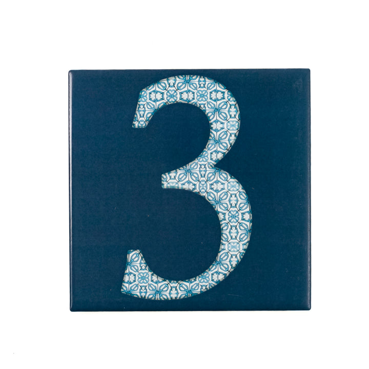 SALE Letter / Number Tile - 10cm (4 in) - Fired Ink finish