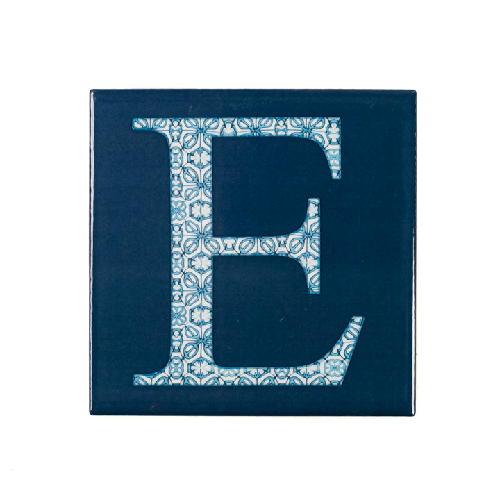 SALE Letter / Number Tile - 10cm (4 in) - Fired Ink finish E