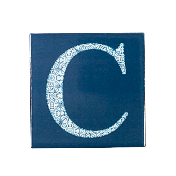 SALE Letter / Number Tile - 10cm (4 in) - Fired Ink finish C
