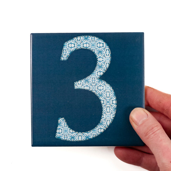 SALE Letter / Number Tile - 10cm (4 in) - Fired Ink finish