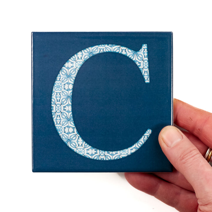 SALE Letter / Number Tile - 10cm (4 in) - Fired Ink finish C