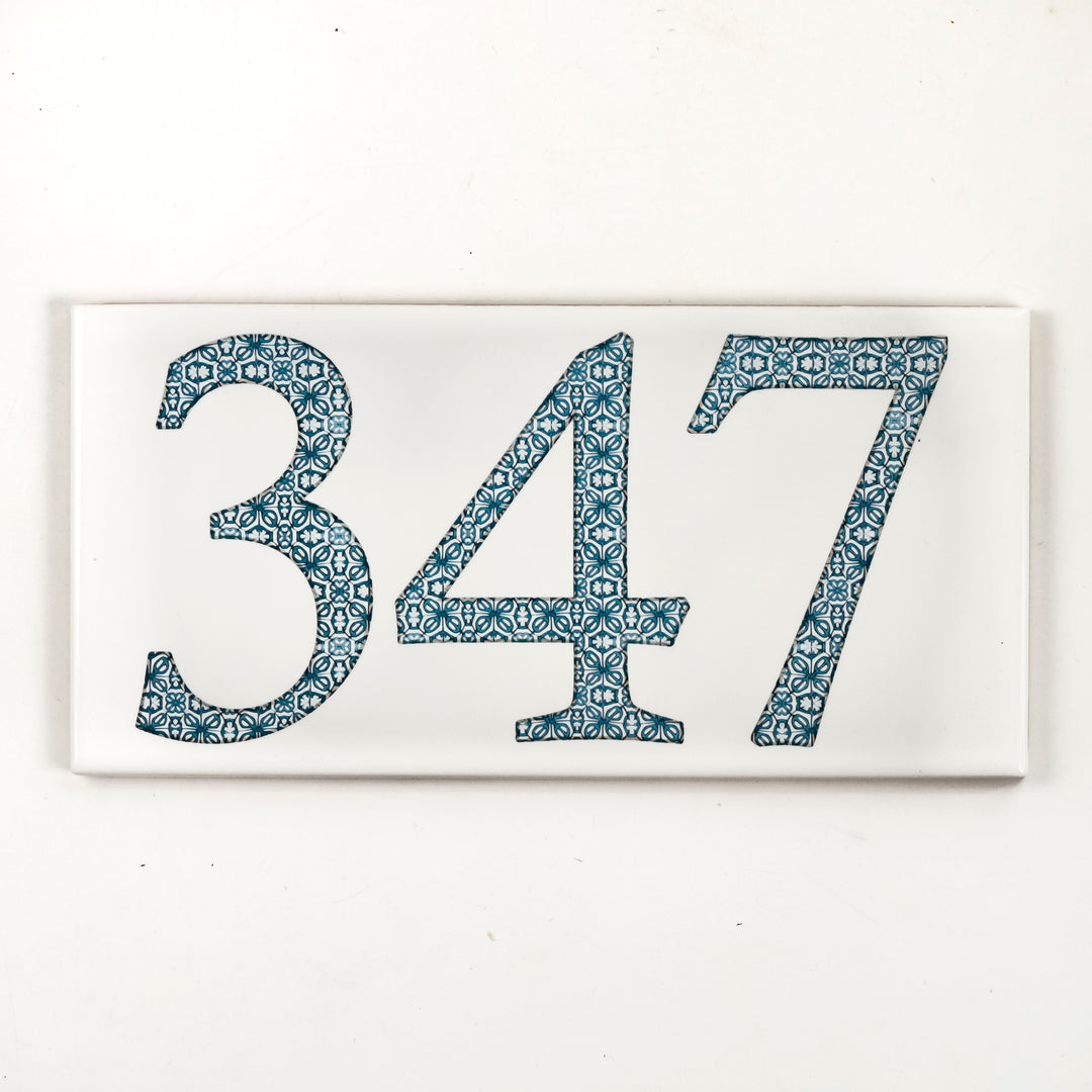SALE Letter / Number Tile - 20x10cm - Fired Ink finish  - 347 -white