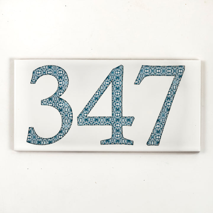 SALE Letter / Number Tile - 20x10cm - Fired Ink finish  - 347 -white