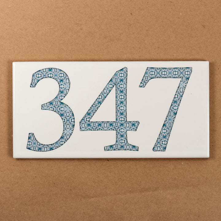 SALE Letter / Number Tile - 20x10cm - Fired Ink finish  - 347 -white