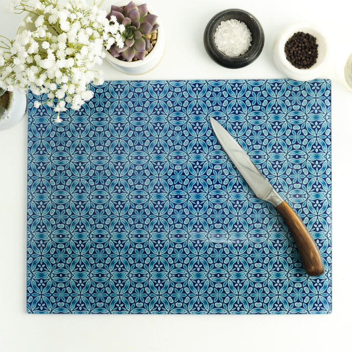 Large Liberty Dark Blue Flower Worktop Protector
