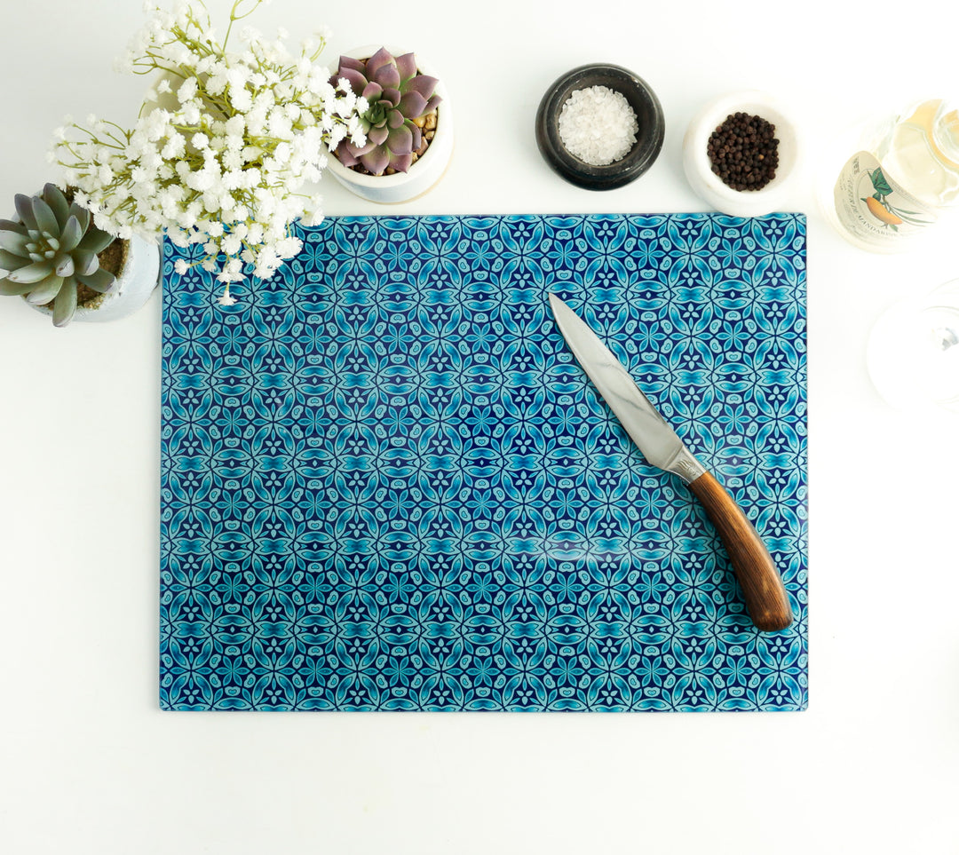 Large Liberty Dark Blue Flower Worktop Protector