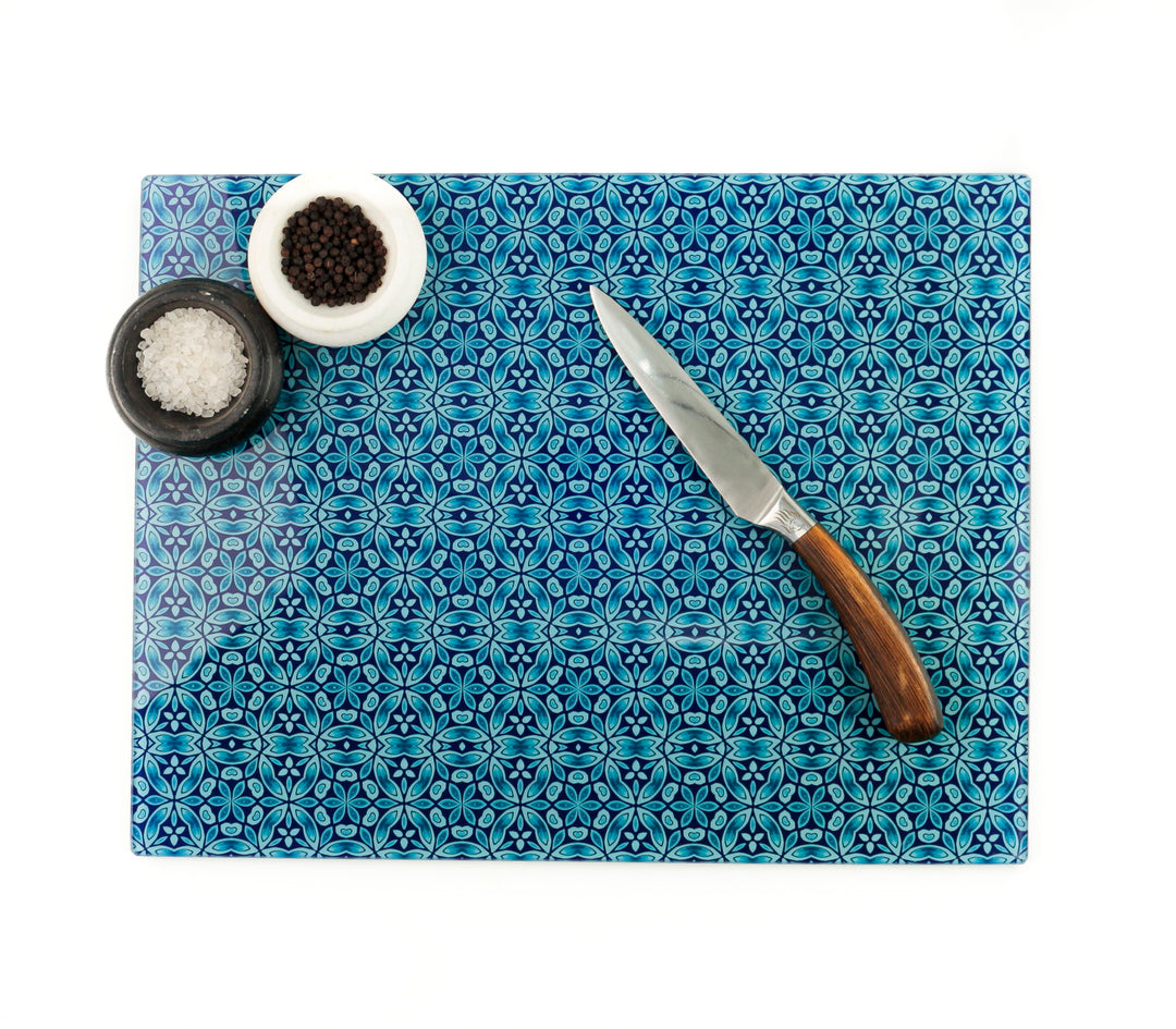 Large Liberty Dark Blue Flower Worktop Protector