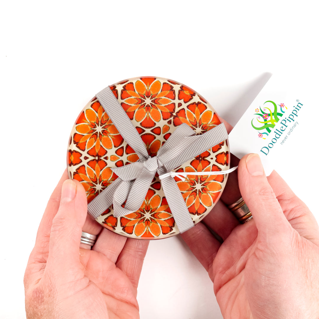 Moroccan Flower Coasters - Pink Apricot Orange