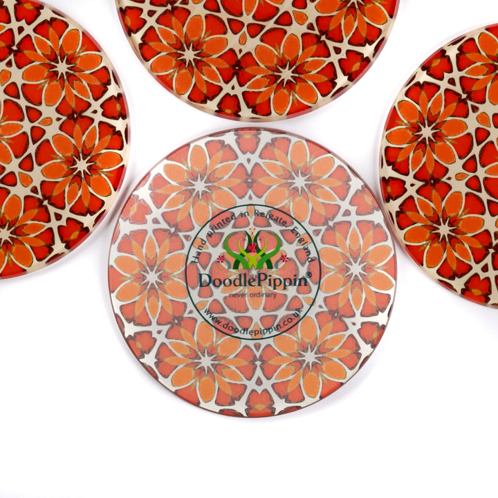 Moroccan Flower Coasters - Pink Apricot Orange