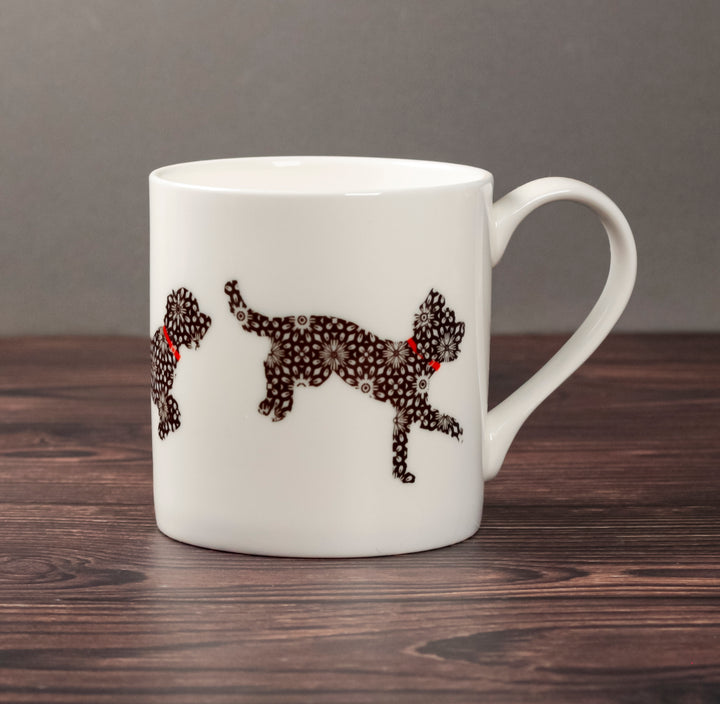 SALE Mug - Black Running Cockapoo - Petite Bone China