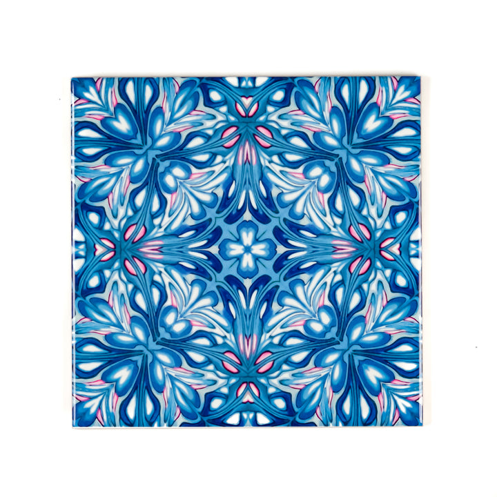 Flourishing Garden tiles - navy pink version
