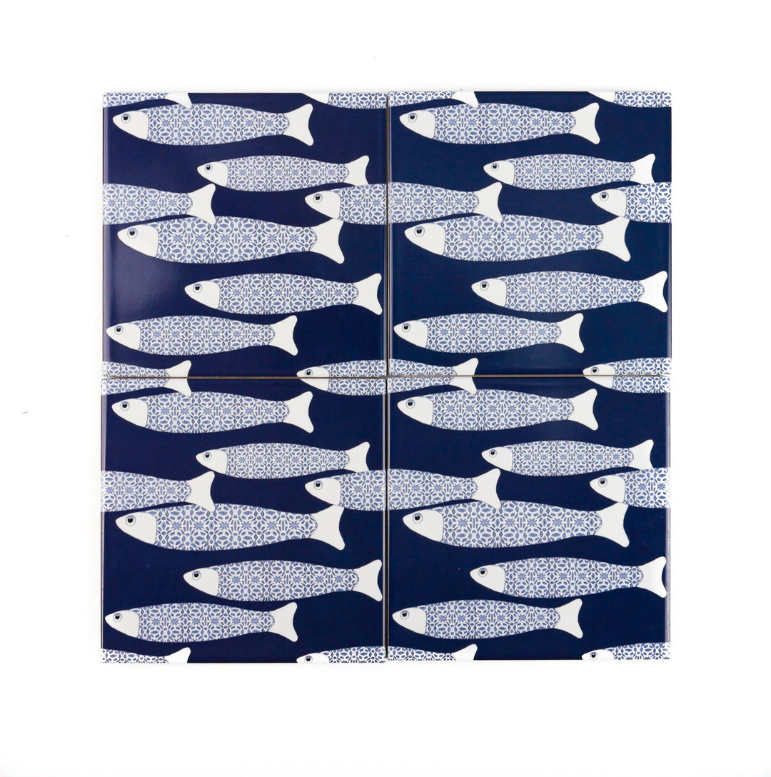 Ocean Shoal tile - Navy -  FIRED INK Version