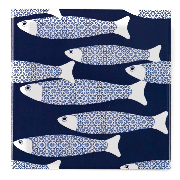 Ocean Shoal tile - Navy -  FIRED INK Version