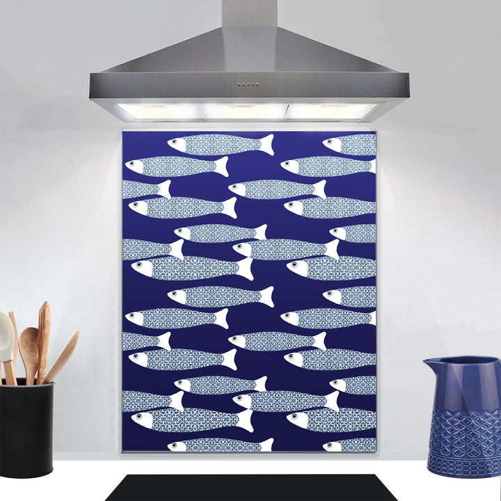 Ocean Shoal Kitchen Splashback - Navy Blue