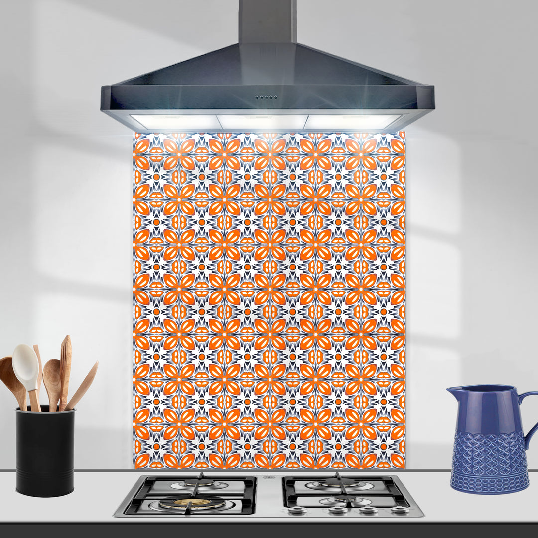 Orange Fox Flower Kitchen Splashback