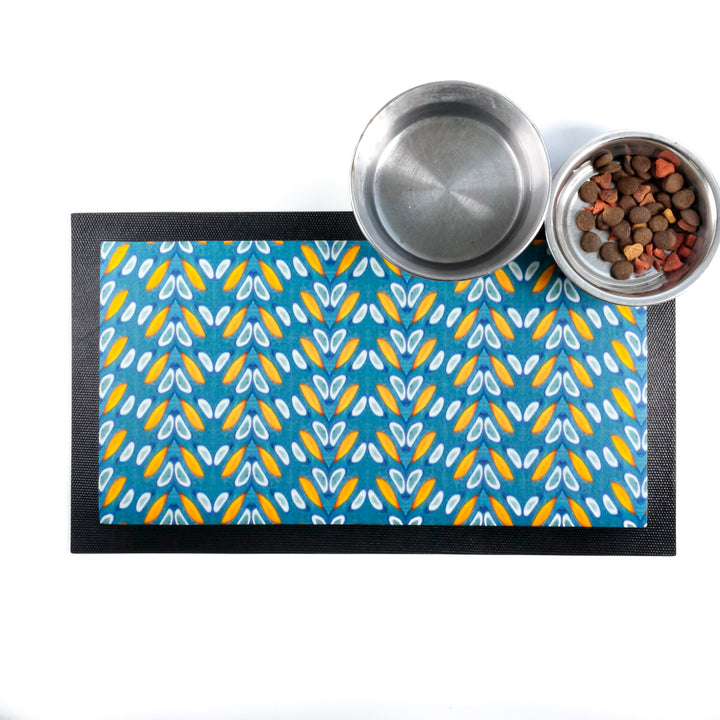 Peacock Feathers Pet Food Placemat