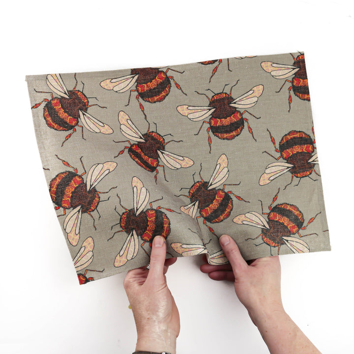 Medium Red Gold Bumblebee Fabric Placemat - DoodlePippin