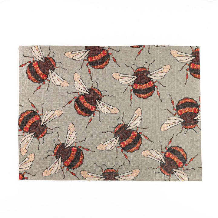 Medium Red Gold Bumblebee Fabric Placemat - DoodlePippin