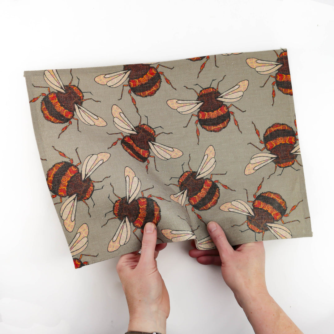 Medium Red Gold Bumblebee Fabric Placemat - DoodlePippin
