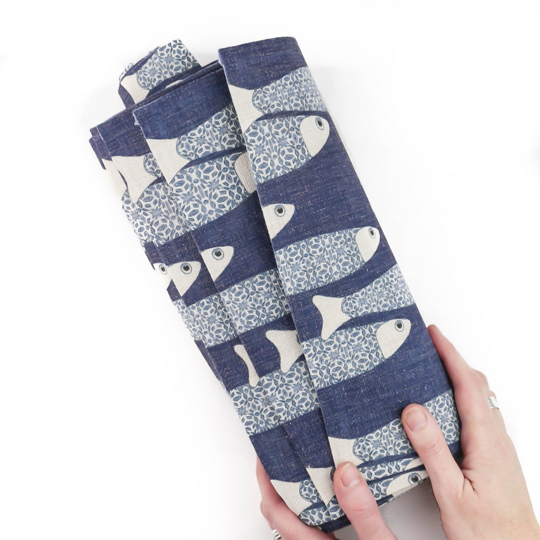 Medium Ocean School Fabric Placemat, denim blue - DoodlePippin