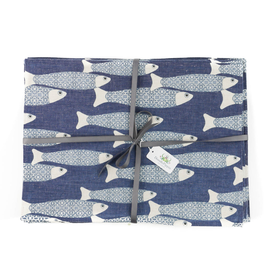 Medium Ocean School Fabric Placemat, denim blue - DoodlePippin