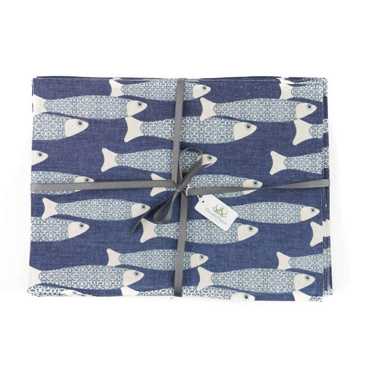 Medium Ocean School Fabric Placemat, denim blue - DoodlePippin