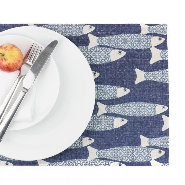 Medium Ocean School Fabric Placemat, denim blue - DoodlePippin
