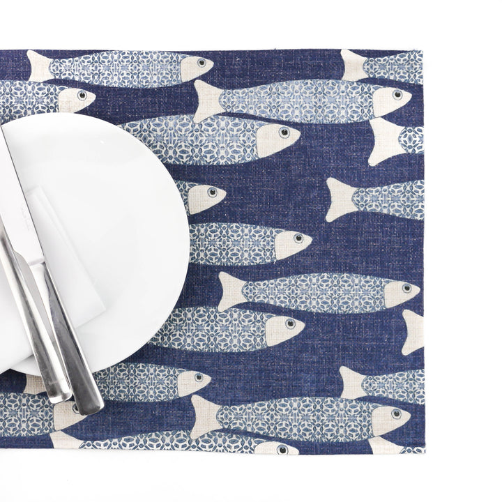 Medium Ocean School Fabric Placemat, denim blue - DoodlePippin