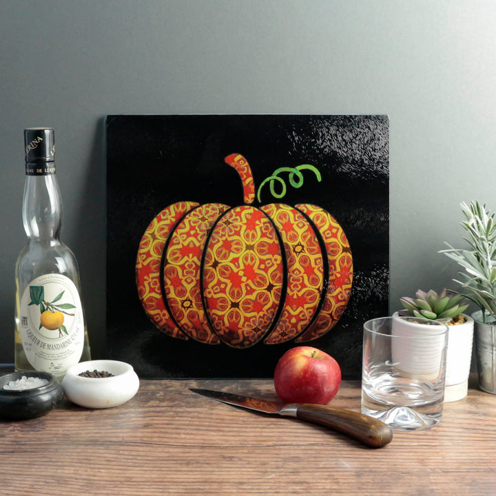 SALE - Red Gold Autumn Pumpkin Square Chopping Board (smooth surface)