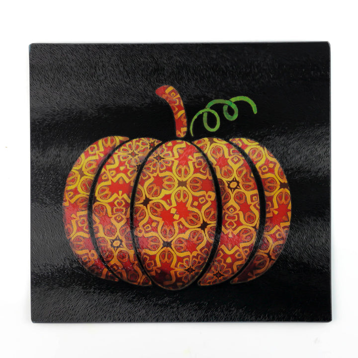 SALE - Red Gold Autumn Pumpkin Square Chopping Board (textured surface)