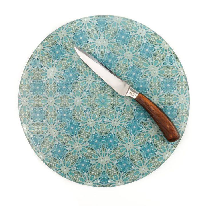 Sea Blue and Green Chopping Board (circular)