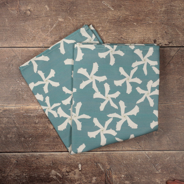 Sale | Jasmine Flowers tea towel - Aqua - 100% Cotton