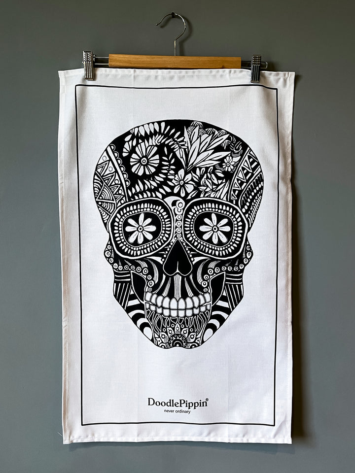 Sale | Day of the Dead / Illustrated Skull tea towel - 100% Cotton