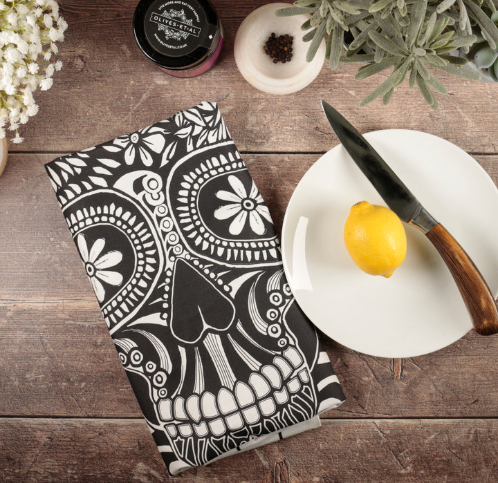 Sale | Day of the Dead / Illustrated Skull tea towel - 100% Cotton