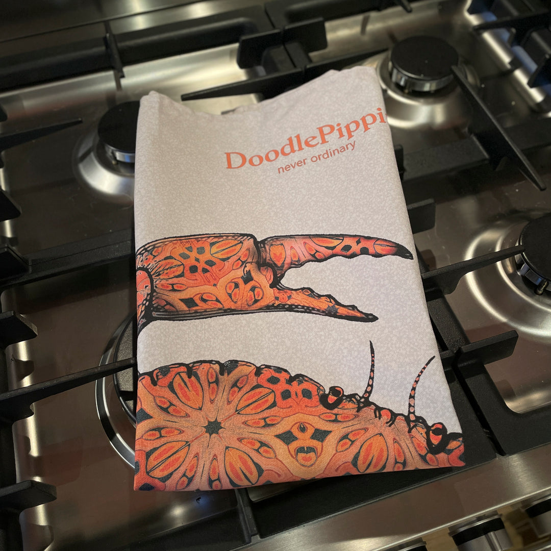 Waving Crab tea towel - 100% Cotton