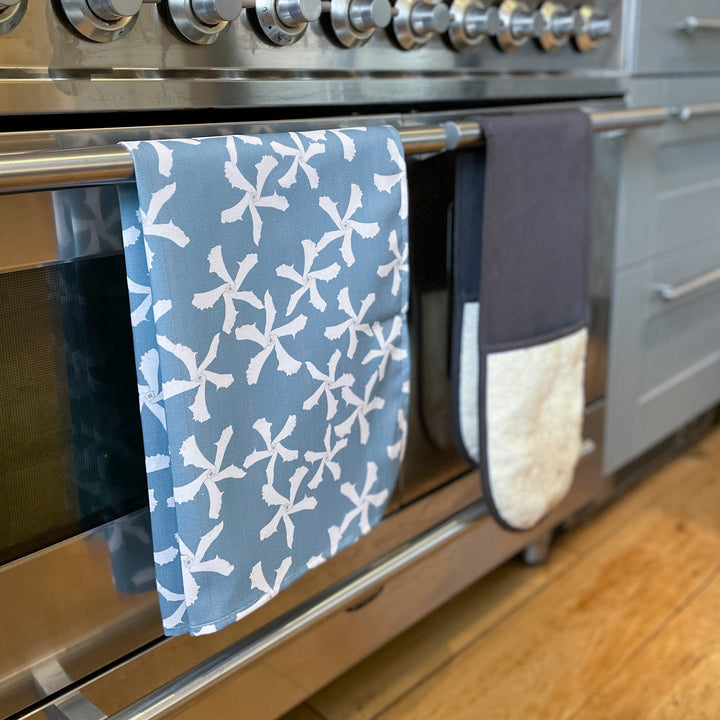 Sale | Jasmine Flowers tea towel - Aqua - 100% Cotton