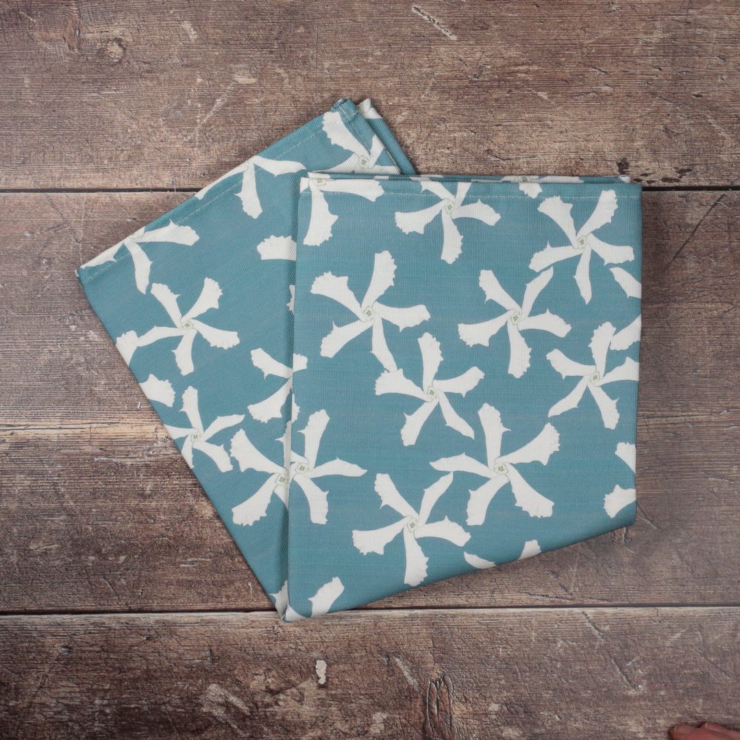 Sale | Jasmine Flowers tea towel - Aqua - 100% Cotton