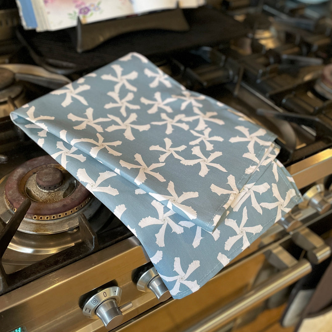 Sale | Jasmine Flowers tea towel - Aqua - 100% Cotton
