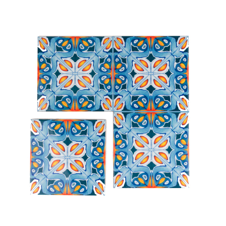 SALE : Set of 11 x 15.2cm tiles - Alhambra Flower Centre