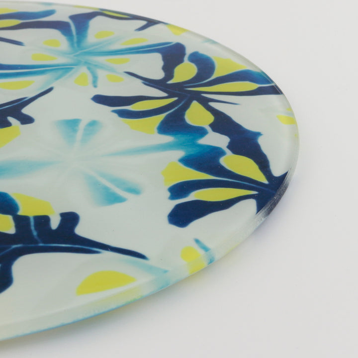 Navy Blue Yellow modern abstract chopping board - Large