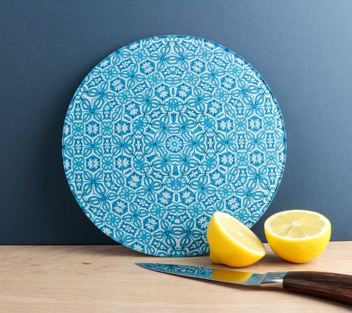 Blue Turkish Flower Chopping Board (circular)