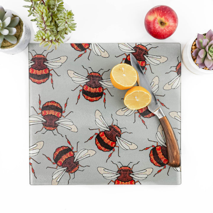 Red Gold Bumble Bees Worktop Protector