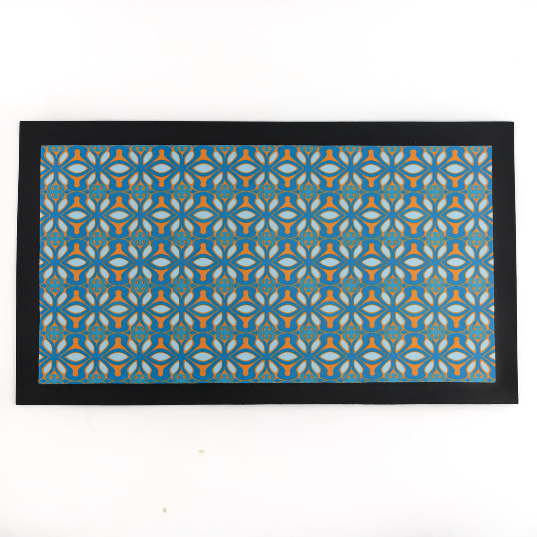 Turquoise Orange Moroccan Pattern Pet Food Mat - DoodlePippin