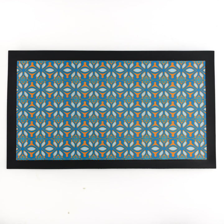 Turquoise Orange Moroccan Pattern Pet Food Mat - DoodlePippin
