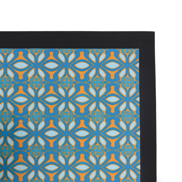 Turquoise Orange Moroccan Pattern Pet Food Mat - DoodlePippin