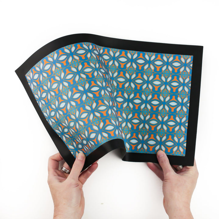 Turquoise Orange Moroccan Pattern Pet Food Mat - DoodlePippin