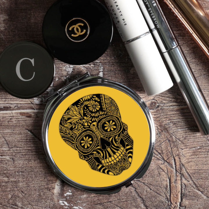 Day of the Dead Skull Folding Mirror and Lens Cloth